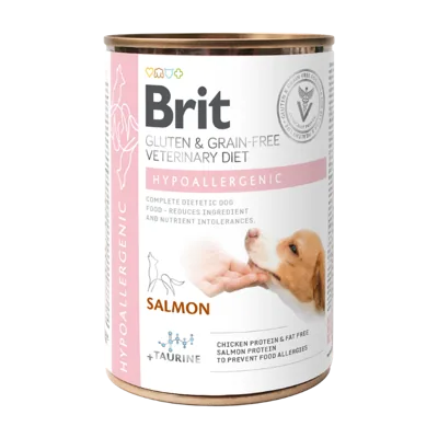 Вологий корм Brit Grain Free Veterinary Diets Hypoallergenic для собак із харчовою алергією або непереносимістю з лососем та зеленим горошком