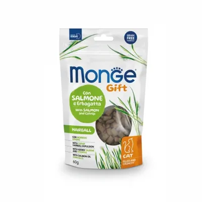 Ласощі для кішок Monge Gift Cat Hairball лосось і котяча м'ята