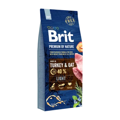 Корм сухий Brit Premium Dog Light для собак з надмірною вагою з індичкою