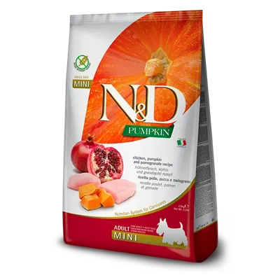 Сухий корм Farmina N&D Grain Free Adult Mini для собак малих порід, з куркою, гарбузом і гранатом