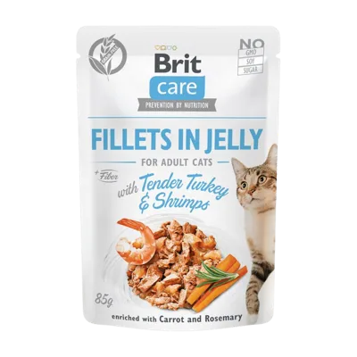 Brit Care, fillets in jelly індичка креветки